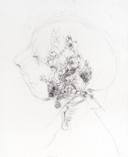 Profilo complicato, contè su tela, 70x50cm, 2007